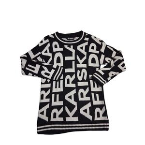 Karl Lagerfeld Paris Designer Women's size Medium Chunky Preppy Logo Sweater